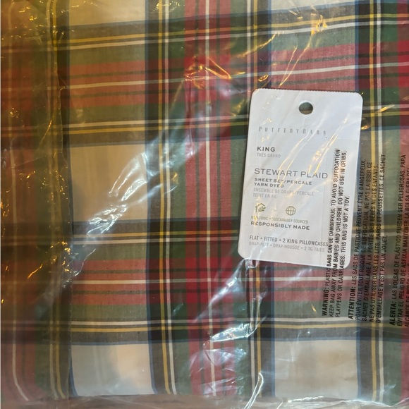 Pottery Barn Stewart flat sheet only size King - Picture 2 of 4